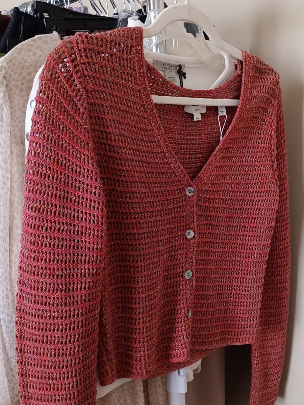 NWT Vince Woven Cardigan Fall Rich Hues Size Medium
